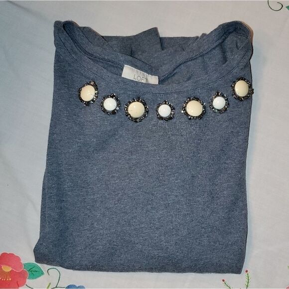 Ann Taylor loft beaded Light casual sweater - Picture 2 of 6